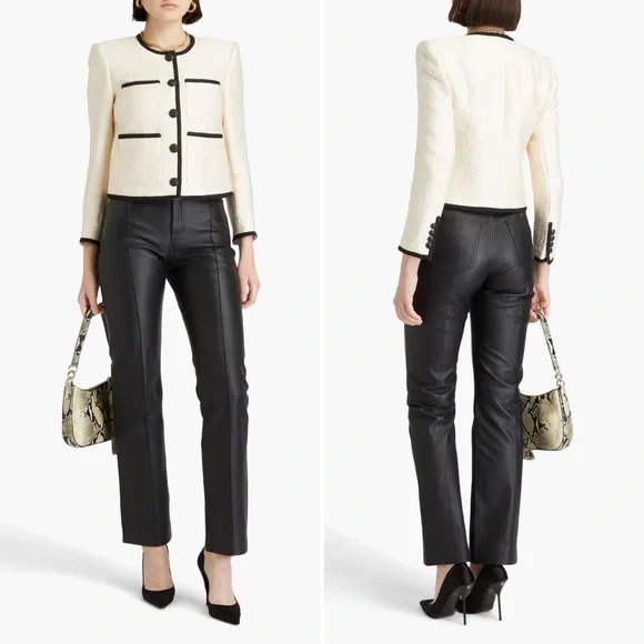 VERONICA BEARD Darla Jacquard Contrast Trim Jacket Size 10 Ivory Black - Picture 14 of 16